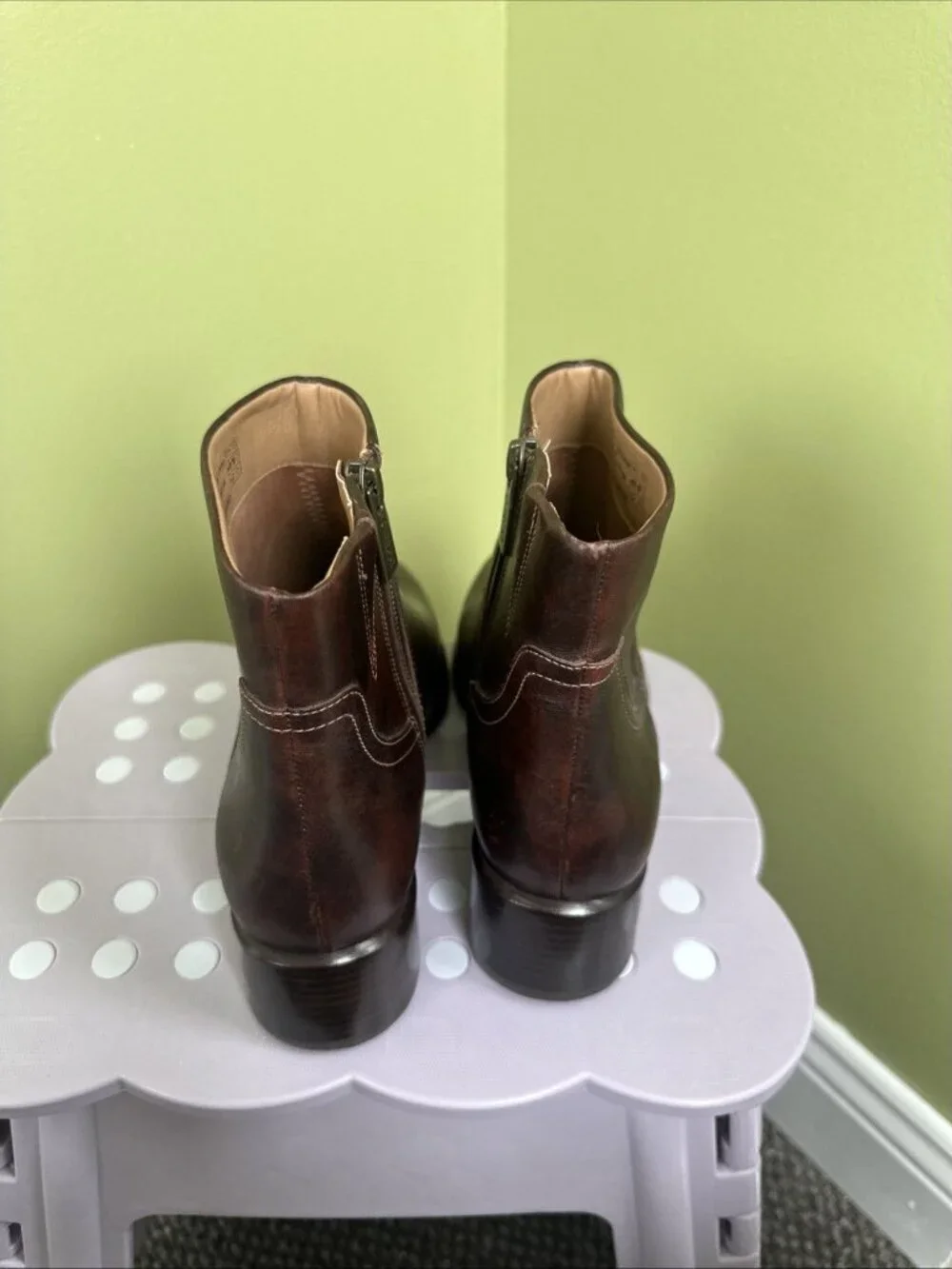 Vionic Kamryn Ankle Boots Brown 7.5 Leather Side Zip